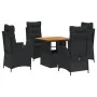Set de muebles jardín 5 pzas con cojines ratán sintético negro by , Garden sets - Ref: Foro24-3277446, Price: 599,28 €, Disco...