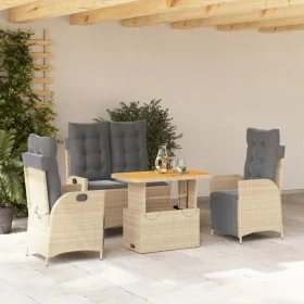 Set de comedor jardín con cojines 4 pzas ratán sintético beige by , Garden sets - Ref: Foro24-3277492, Price: 593,28 €, Disco...