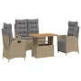 Set de comedor jardín con cojines 4 pzas ratán sintético beige de , Conjuntos de jardín - Ref: Foro24-3277492, Precio: 547,63...