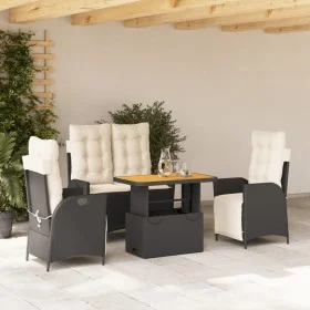 Juego comedor jardín 4 piezas con cojines ratán sintético negro von , Gartensets - Ref: Foro24-3277444, Preis: 532,42 €, Raba...