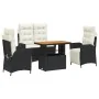 Juego comedor jardín 4 piezas con cojines ratán sintético negro de , Conjuntos de jardín - Ref: Foro24-3277444, Precio: 513,0...