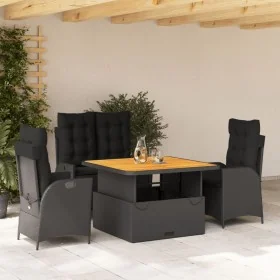 Juego comedor jardín 4 piezas con cojines ratán sintético negro by , Garden sets - Ref: Foro24-3277452, Price: 602,25 €, Disc...