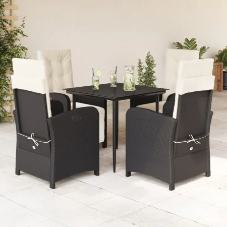 Set de muebles jardín 5 pzas con cojines ratán sintético negro de , Conjuntos de jardín - Ref: Foro24-3212292, Precio: 603,33...