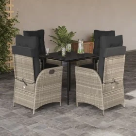 Set comedor de jardín 5 pzas cojines ratán sintético gris claro von , Gartensets - Ref: Foro24-3213275, Preis: 625,61 €, Raba...