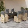 Set comedor de jardín 7 pzas con cojines ratán sintético beige by , Garden sets - Ref: Foro24-3213261, Price: 1,00 €, Discoun...