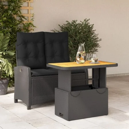 Set comedor de jardín 2 pzas con cojines ratán sintético negro by , Garden sets - Ref: Foro24-3277394, Price: 276,55 €, Disco...