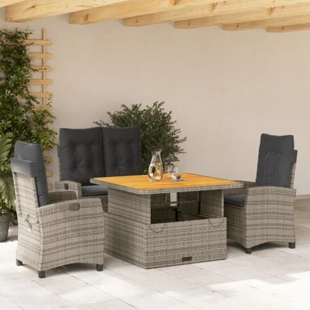 Juego de comedor de jardín 4 piezas con cojines ratán PE gris by , Garden sets - Ref: Foro24-3277404, Price: 638,43 €, Discou...