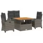Juego de comedor de jardín 4 piezas con cojines ratán PE gris by , Garden sets - Ref: Foro24-3277404, Price: 638,43 €, Discou...