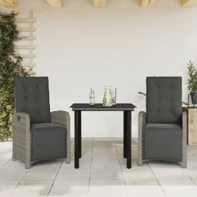 Sillas y mesita de jardín con cojines 3 piezas ratán PE gris von , Gartensets - Ref: Foro24-3212563, Preis: 352,04 €, Rabatt: %