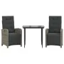 Sillas y mesita de jardín con cojines 3 piezas ratán PE gris by , Garden sets - Ref: Foro24-3212556, Price: 368,93 €, Discoun...