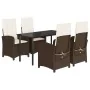 Set comedor de jardín 5 piezas y cojines ratán sintético marrón by , Garden sets - Ref: Foro24-3212343, Price: 660,89 €, Disc...