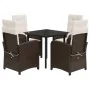 Set comedor de jardín 5 piezas y cojines ratán sintético marrón von , Gartensets - Ref: Foro24-3212341, Preis: 571,00 €, Raba...