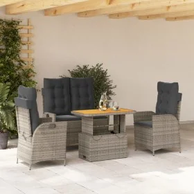 Juego de comedor de jardín 4 piezas con cojines ratán PE gris by , Garden sets - Ref: Foro24-3277467, Price: 575,08 €, Discou...