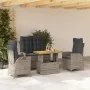 Juego de comedor de jardín 4 piezas con cojines ratán PE gris von , Gartensets - Ref: Foro24-3277467, Preis: 552,46 €, Rabatt: %