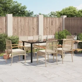 Set comedor de jardín 7 pzas con cojines ratán sintético beige by , Garden sets - Ref: Foro24-3213635, Price: 534,65 €, Disco...