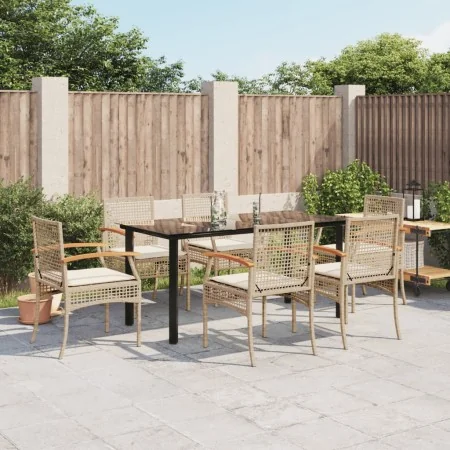 Set comedor de jardín 7 pzas con cojines ratán sintético beige von , Gartensets - Ref: Foro24-3213635, Preis: 534,65 €, Rabat...