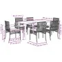 Set comedor jardín 7 pzas y cojines ratán sintético gris by , Garden sets - Ref: Foro24-3213621, Price: 507,17 €, Discount: %