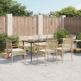 Set comedor de jardín 7 pzas con cojines ratán sintético beige by , Garden sets - Ref: Foro24-3213628, Price: 536,70 €, Disco...
