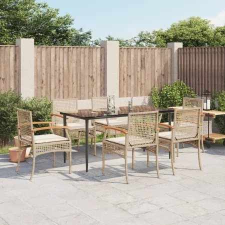 Set comedor de jardín 7 pzas con cojines ratán sintético beige von , Gartensets - Ref: Foro24-3213628, Preis: 538,39 €, Rabat...