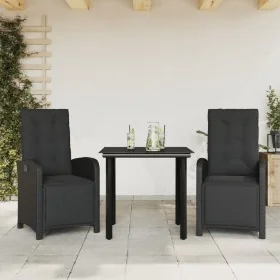 Mesita y sillas con cojines 3 piezas ratán sintético negro de , Conjuntos de jardín - Ref: Foro24-3212535, Precio: 328,91 €, ...