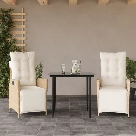 Set comedor de jardín 3 pzas con cojines ratán sintético beige by , Garden sets - Ref: Foro24-3213434, Price: 406,03 €, Disco...