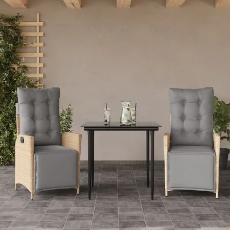 Set comedor de jardín 3 pzas con cojines ratán sintético beige by , Garden sets - Ref: Foro24-3213448, Price: 362,33 €, Disco...