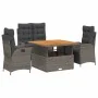 Juego de comedor de jardín 4 piezas con cojines ratán PE gris von , Gartensets - Ref: Foro24-3277465, Preis: 615,56 €, Rabatt: %