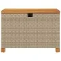 Caja de almacenaje jardín madera acacia ratán beige 80x40x48 cm by , Outdoor storage boxes - Ref: Foro24-366284, Price: 116,3...
