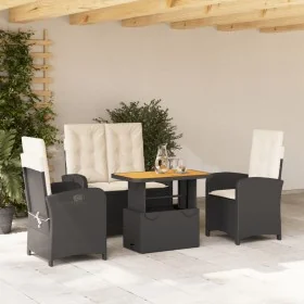 Juego comedor jardín 4 piezas con cojines ratán sintético negro by , Garden sets - Ref: Foro24-3277323, Price: 492,30 €, Disc...