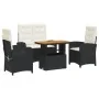 Juego comedor jardín 4 piezas con cojines ratán sintético negro de , Conjuntos de jardín - Ref: Foro24-3277323, Precio: 474,6...