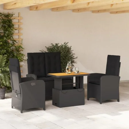Juego comedor jardín 4 piezas con cojines ratán sintético negro by , Garden sets - Ref: Foro24-3277335, Price: 482,28 €, Disc...