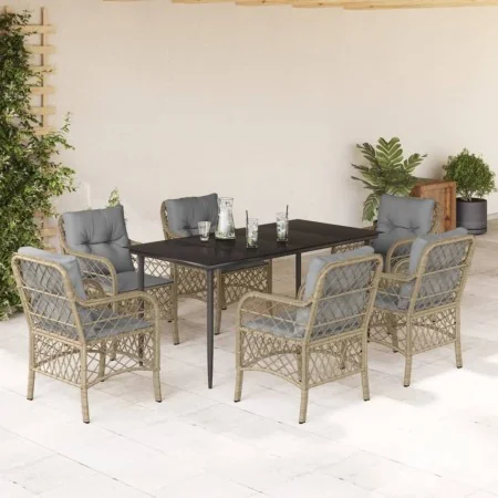 Set comedor de jardín 7 pzas con cojines ratán sintético beige by , Garden sets - Ref: Foro24-3212156, Price: 725,96 €, Disco...