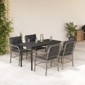 Set comedor de jardín 5 pzas cojines ratán sintético gris claro by , Garden sets - Ref: Foro24-3212175, Price: 490,30 €, Disc...