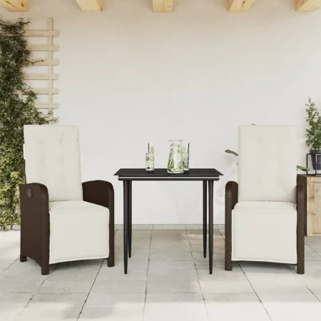 Sillas y mesita de jardín con cojines 3 piezas ratán PE marrón de , Conjuntos de jardín - Ref: Foro24-3212542, Precio: 372,03...