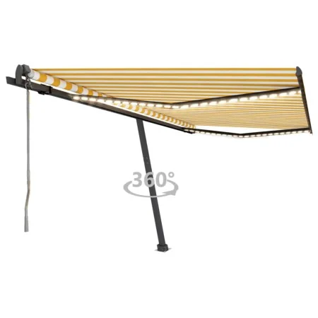 Toldo automático LED sensor de viento amarillo blanco 400x350cm by , Awnings - Ref: Foro24-3069833, Price: 899,05 €, Discount: %