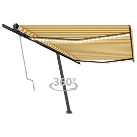 Toldo automático LED sensor de viento amarillo blanco 500x350cm by , Awnings - Ref: Foro24-3069873, Price: 785,71 €, Discount: %