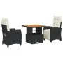 Set comedor de jardín 3 pzas con cojines ratán sintético negro by , Garden sets - Ref: Foro24-3277375, Price: 341,43 €, Disco...