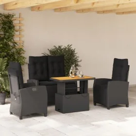 Juego comedor jardín 4 piezas con cojines ratán sintético negro by , Garden sets - Ref: Foro24-3277396, Price: 585,10 €, Disc...