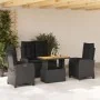 Juego comedor jardín 4 piezas con cojines ratán sintético negro by , Garden sets - Ref: Foro24-3277396, Price: 565,49 €, Disc...
