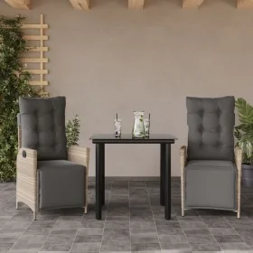 Set comedor de jardín 3 pzas cojines ratán sintético gris claro by , Garden sets - Ref: Foro24-3213469, Price: 348,49 €, Disc...