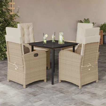 Set comedor de jardín 5 pzas con cojines ratán sintético beige by , Garden sets - Ref: Foro24-3212381, Price: 572,15 €, Disco...