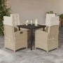 Set comedor de jardín 5 pzas con cojines ratán sintético beige by , Garden sets - Ref: Foro24-3212381, Price: 572,15 €, Disco...