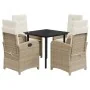 Set comedor de jardín 5 pzas con cojines ratán sintético beige by , Garden sets - Ref: Foro24-3212381, Price: 572,15 €, Disco...