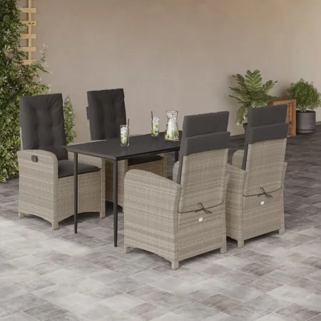 Set comedor de jardín 5 pzas cojines ratán sintético gris claro by , Garden sets - Ref: Foro24-3212413, Price: 656,49 €, Disc...