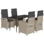 Set comedor de jardín 5 pzas cojines ratán sintético gris claro by , Garden sets - Ref: Foro24-3212413, Price: 656,49 €, Disc...
