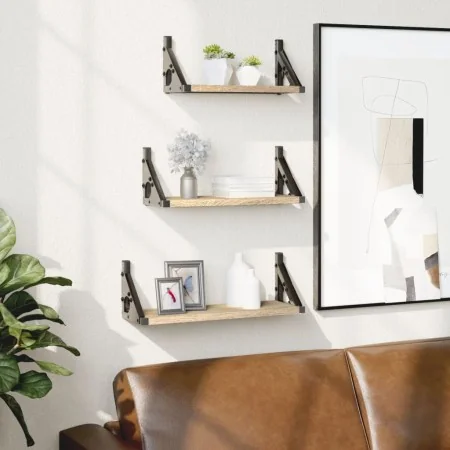 Estantes de pared 3 pzas madera de ingeniería roble Sonoma by , Shelves and shelves - Ref: Foro24-836319, Price: 23,18 €, Dis...