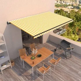 Toldo retráctil automático amarillo y blanco 500x300 cm von , Markisen - Ref: Foro24-3069148, Preis: 457,82 €, Rabatt: %