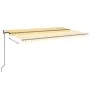 Toldo retráctil automático amarillo y blanco 500x300 cm by , Awnings - Ref: Foro24-3069148, Price: 458,03 €, Discount: %