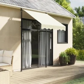 Toldo retráctil de tela y acero crema 150x150 cm by , Awnings - Ref: Foro24-368744, Price: 71,09 €, Discount: %
