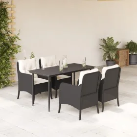 Set de muebles jardín 5 pzas con cojines ratán sintético negro by , Garden sets - Ref: Foro24-3211908, Price: 491,95 €, Disco...